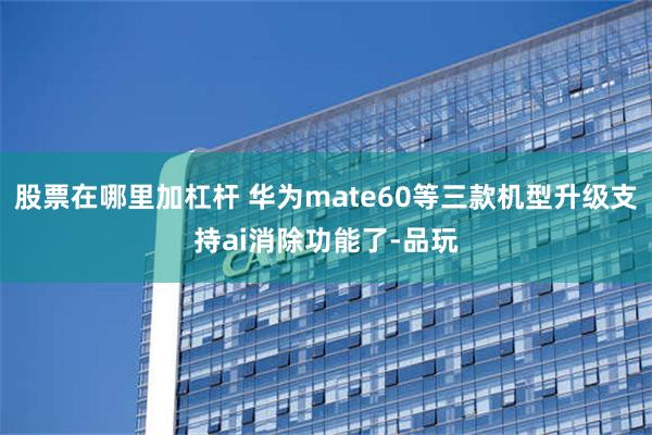 股票在哪里加杠杆 华为mate60等三款机型升级支持ai消除功能了-品玩