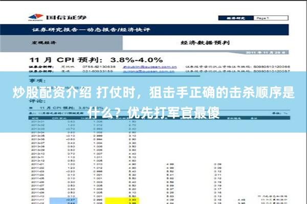 炒股配资介绍 打仗时，狙击手正确的击杀顺序是什么？优先打军官最傻